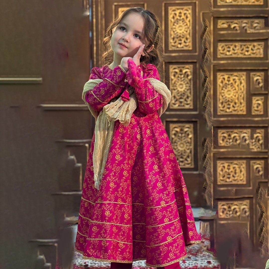 Girls 3 Piece Cotton Suit - Pink - Image 4