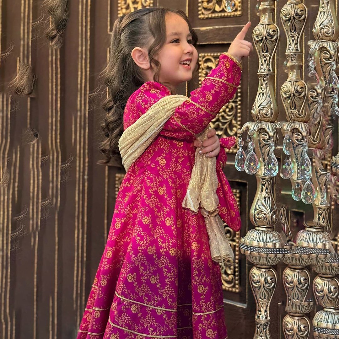 Girls 3 Piece Cotton Suit - Pink - Image 3